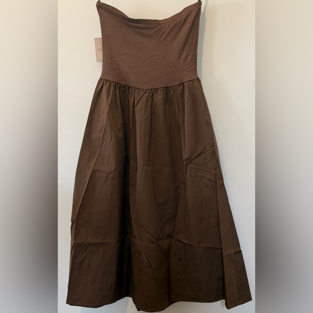 NEW Naked Zebra Tube Top Midi Dress in Dark Brown Strapless Sz SMALL - Picture 5 of 11